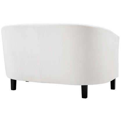 Prospect Channel Tufted Upholstered Velvet Loveseat, Velvet Fabric, White 15321