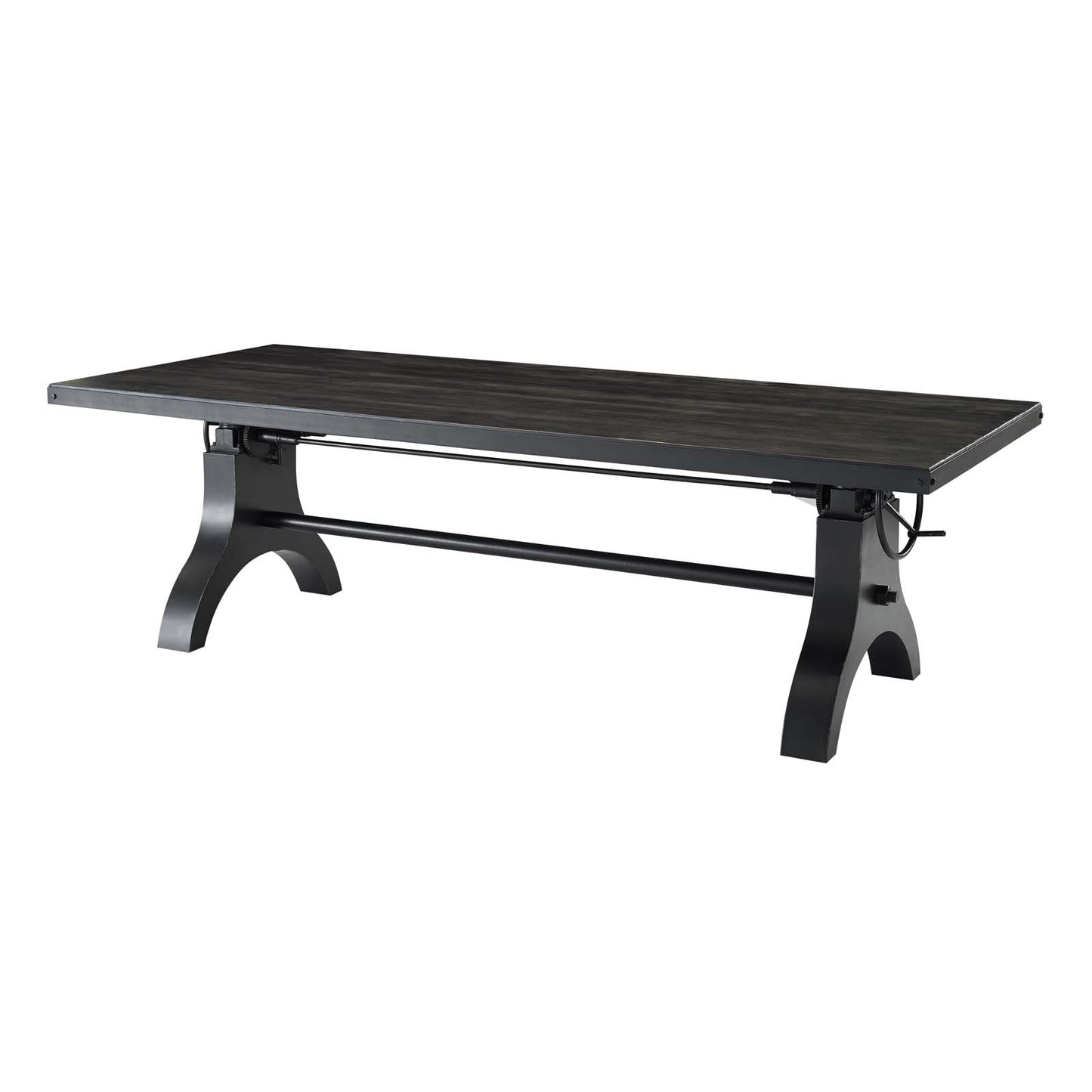 Genuine 96" Crank Height Adjustable Rectangle Dining and Conference Table, Wood Metal Steel, Black, 17282
