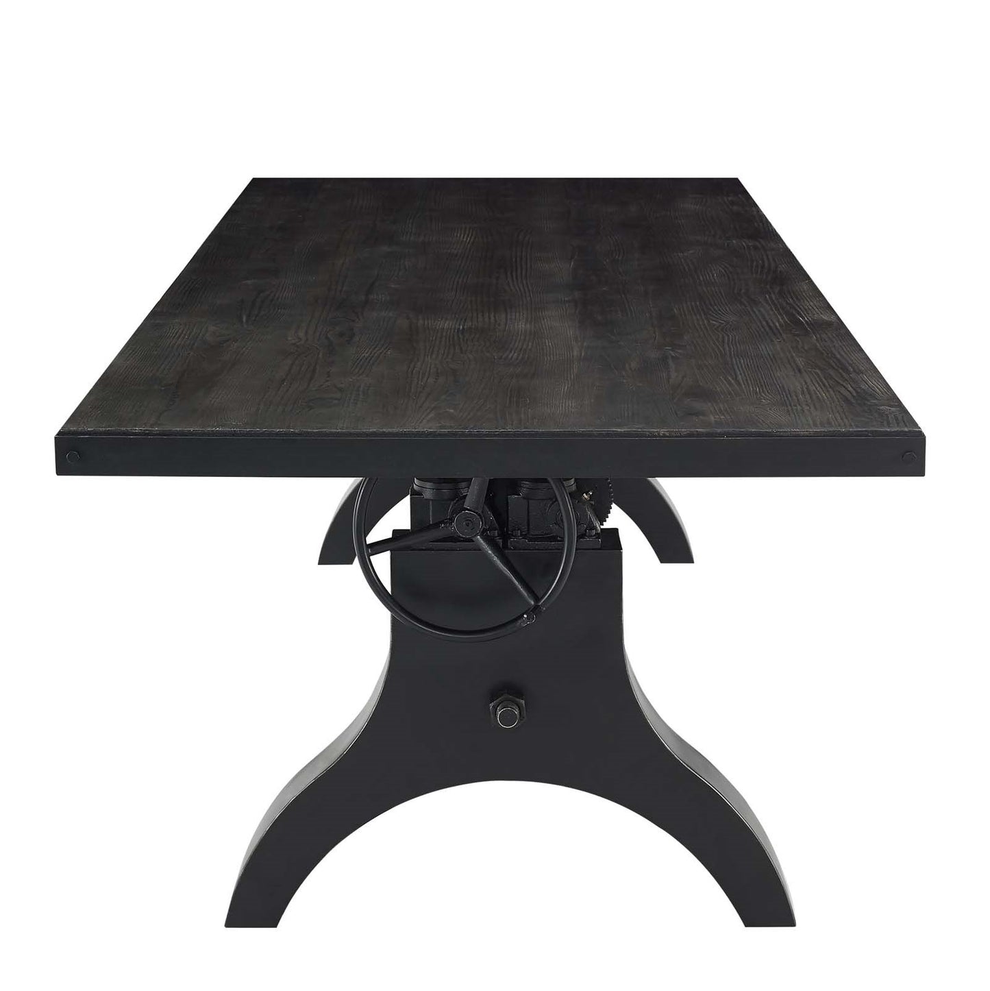 Genuine 96" Crank Height Adjustable Rectangle Dining and Conference Table, Wood Metal Steel, Black, 17282