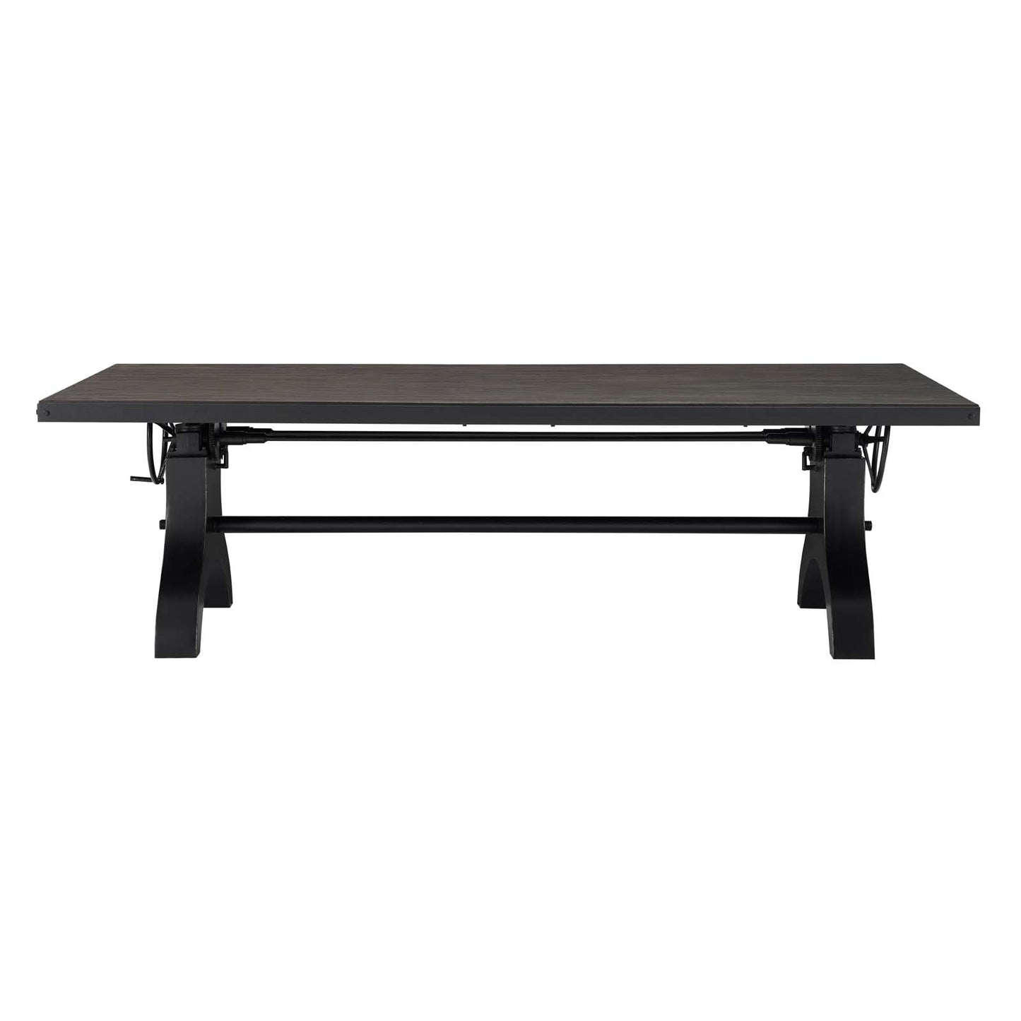 Genuine 96" Crank Height Adjustable Rectangle Dining and Conference Table, Wood Metal Steel, Black, 17282