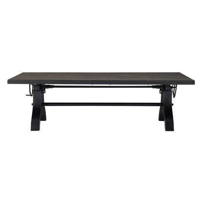 Genuine 96" Crank Height Adjustable Rectangle Dining and Conference Table, Wood Metal Steel, Black, 17282