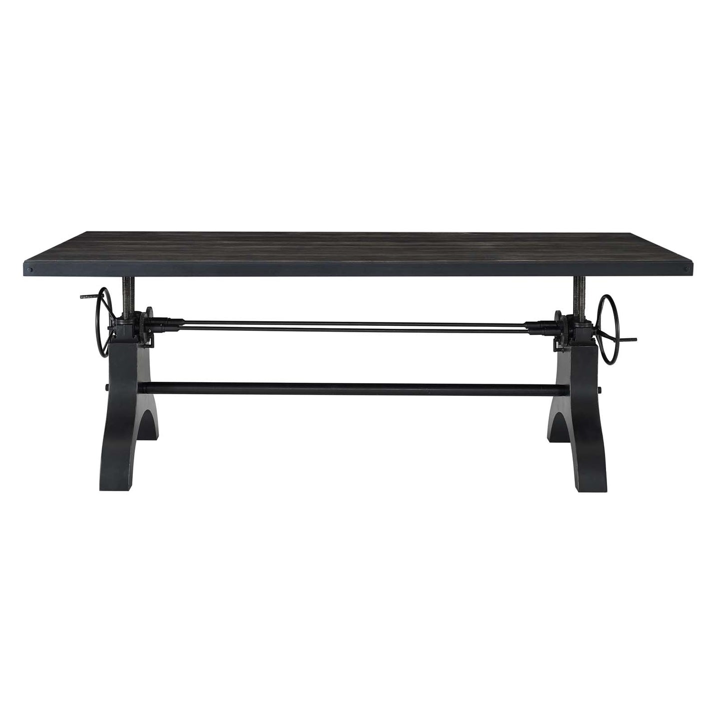Genuine 96" Crank Height Adjustable Rectangle Dining and Conference Table, Wood Metal Steel, Black, 17282