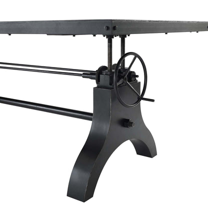 Genuine 96" Crank Height Adjustable Rectangle Dining and Conference Table, Wood Metal Steel, Black, 17282