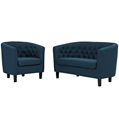 Prospect 2 Piece Upholstered Fabric Loveseat and Armchair Set, Fabric, Navy Blue 14195