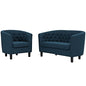 Prospect 2 Piece Upholstered Fabric Loveseat and Armchair Set, Fabric, Navy Blue 14195