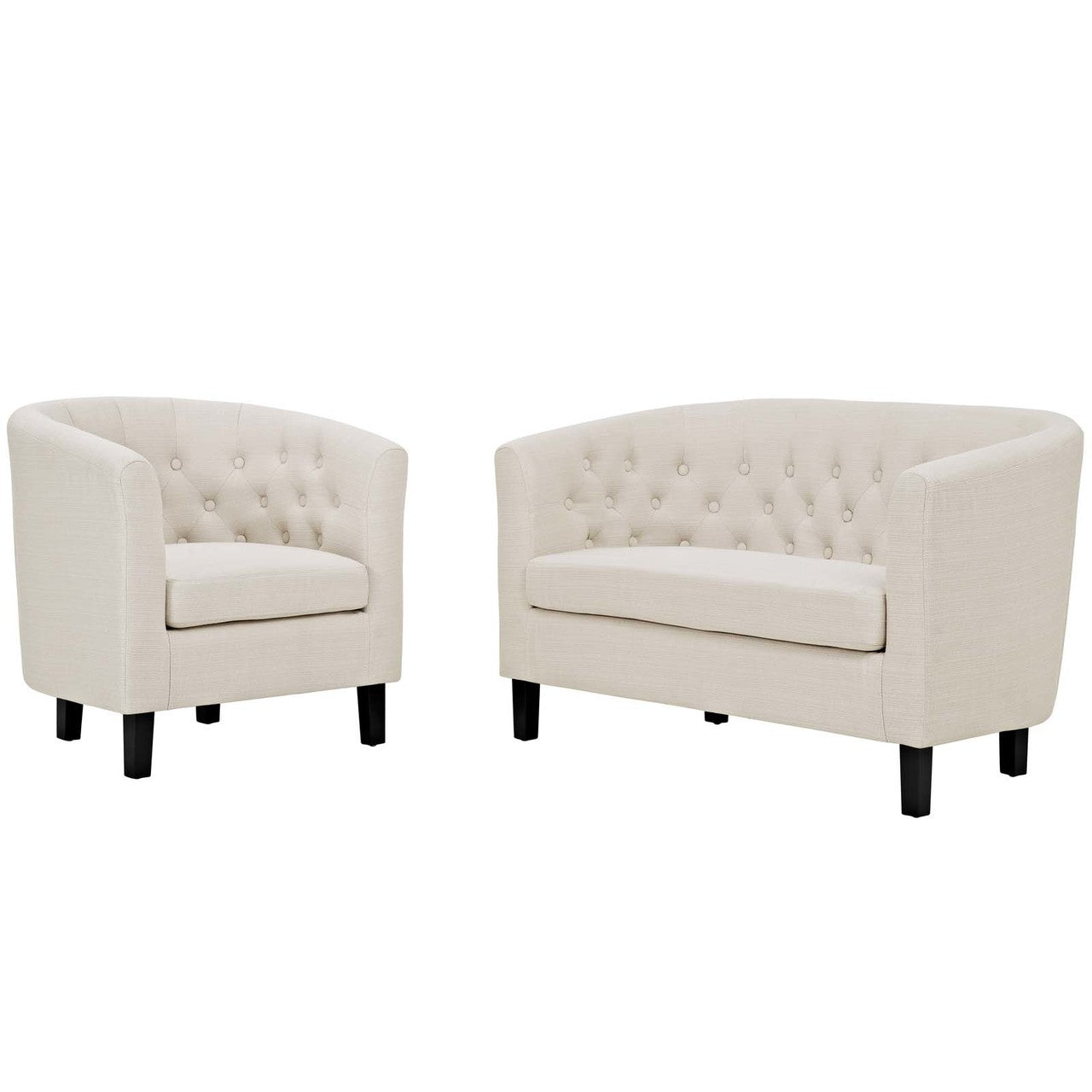 Prospect 2 Piece Upholstered Fabric Loveseat and Armchair Set, Fabric, Beige 14196