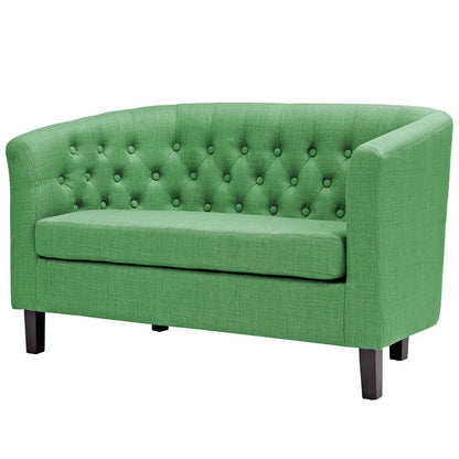 Prospect 2 Piece Upholstered Fabric Loveseat and Armchair Set, Fabric, Green 14198