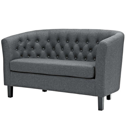 Prospect 2 Piece Upholstered Fabric Loveseat and Armchair Set, Fabric, Grey Gray 14199