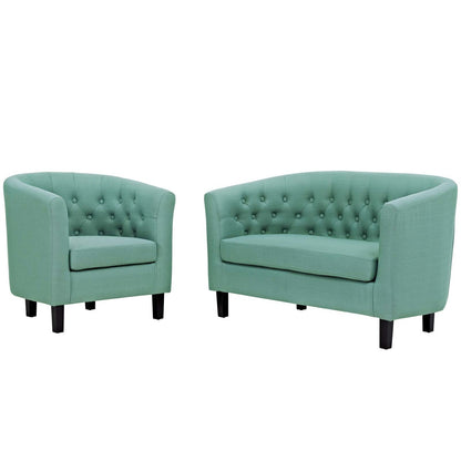 Prospect 2 Piece Upholstered Fabric Loveseat and Armchair Set, Fabric, Blue 14200