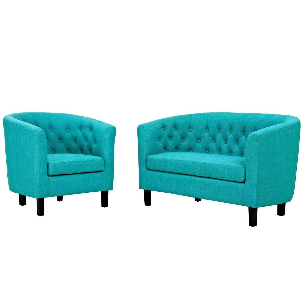 Prospect 2 Piece Upholstered Fabric Loveseat and Armchair Set, Fabric, Blue 14203