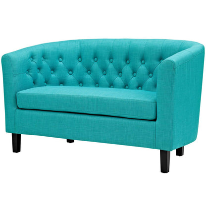 Prospect 2 Piece Upholstered Fabric Loveseat and Armchair Set, Fabric, Blue 14203