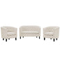 Prospect 3 Piece Upholstered Fabric Loveseat and Armchair Set, Fabric, Beige 14206