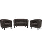Prospect 3 Piece Upholstered Fabric Loveseat and Armchair Set, Fabric, Brown 14207