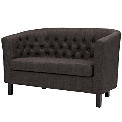 Prospect 3 Piece Upholstered Fabric Loveseat and Armchair Set, Fabric, Brown 14207