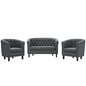 Prospect 3 Piece Upholstered Fabric Loveseat and Armchair Set, Fabric, Grey Gray 14209