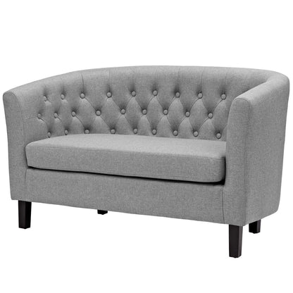 Prospect 3 Piece Upholstered Fabric Loveseat and Armchair Set, Fabric, Light Grey Gray 14211