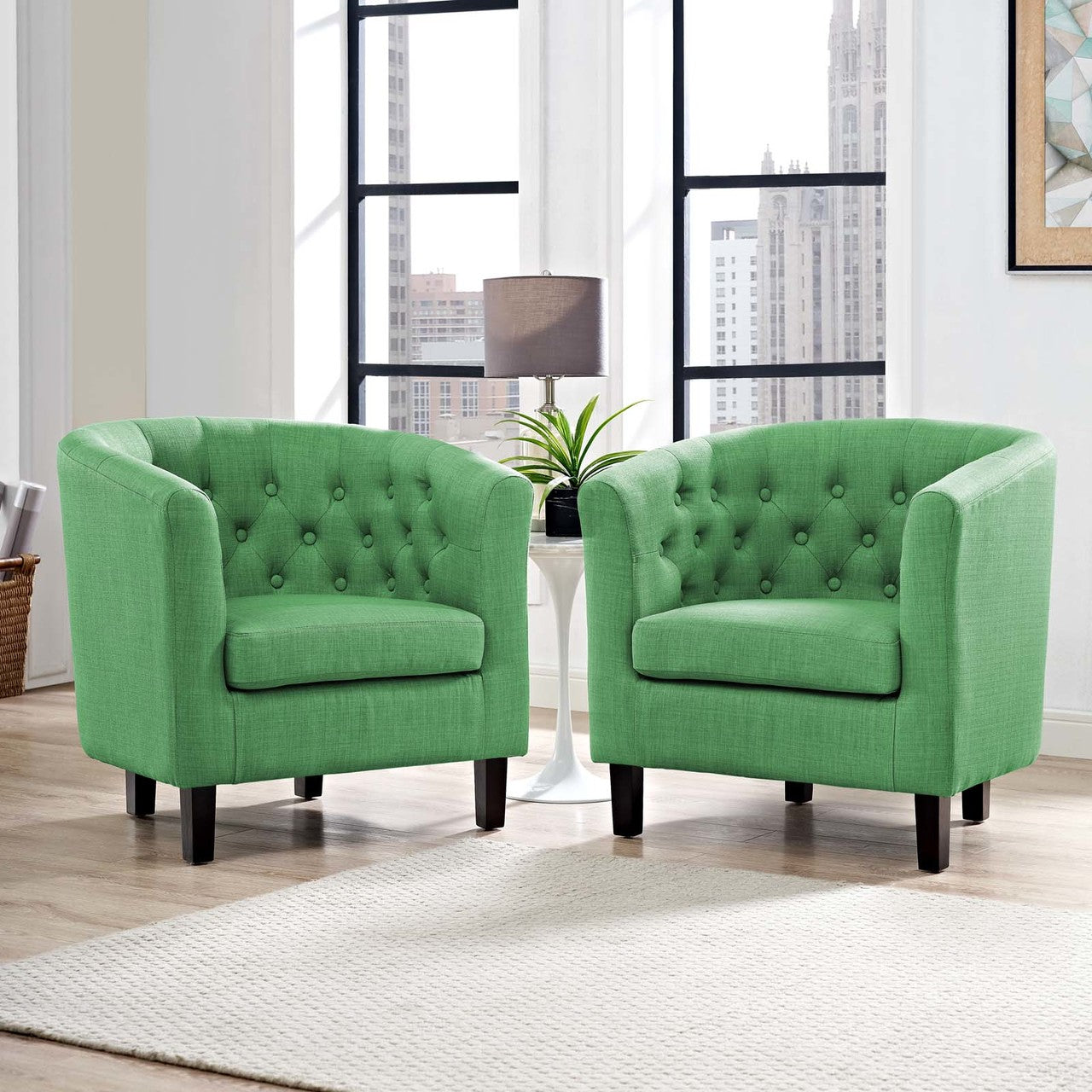 Prospect 2 Piece Upholstered Fabric Armchair Set, Fabric, Green 14218