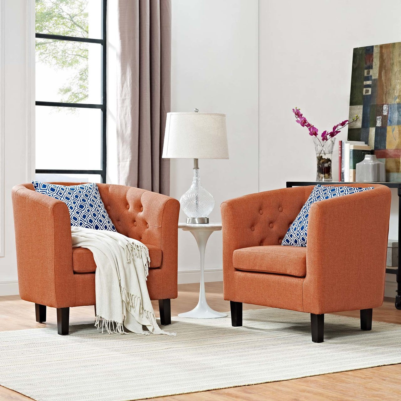 Prospect 2 Piece Upholstered Fabric Armchair Set, Fabric, Orange 14222
