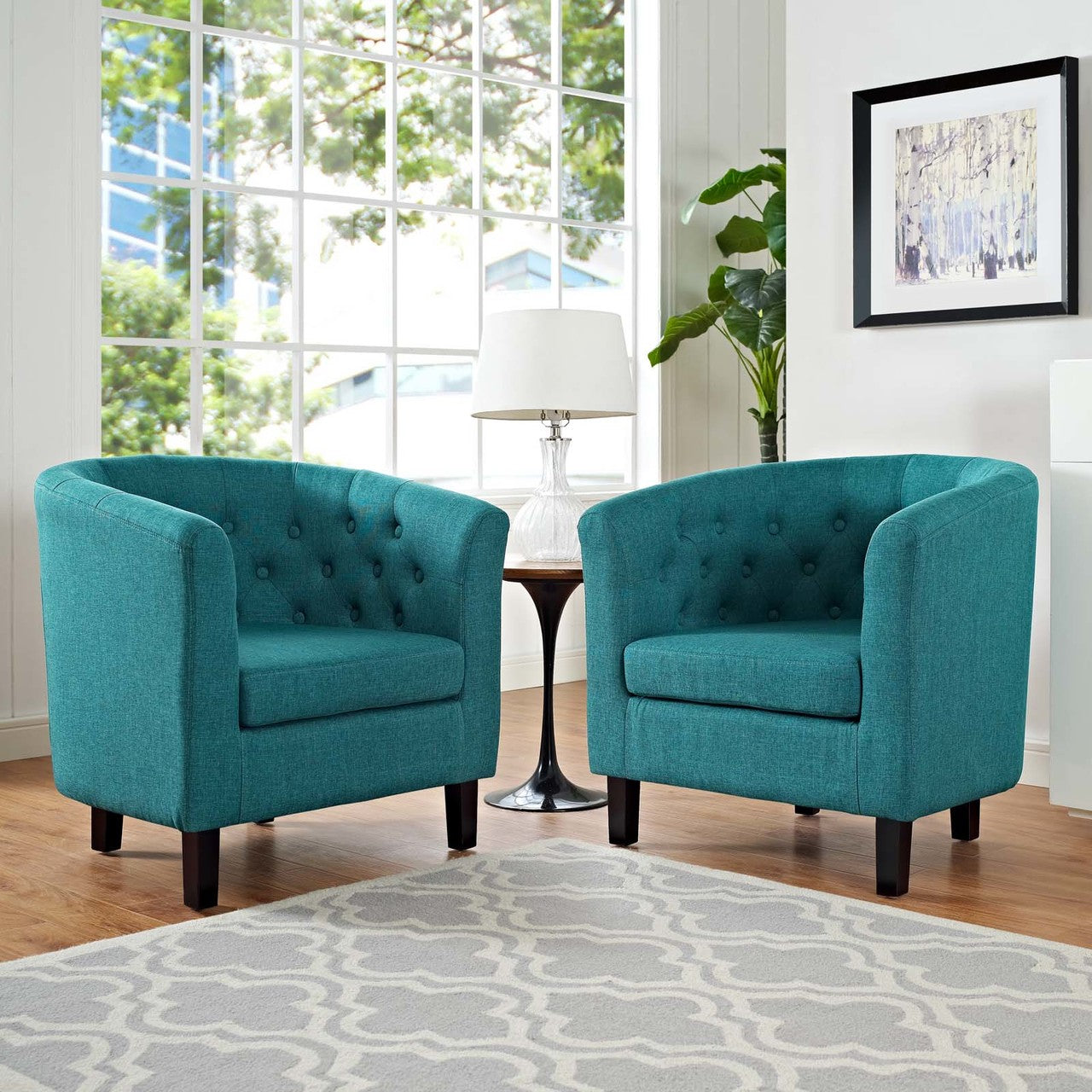 Prospect 2 Piece Upholstered Fabric Armchair Set, Fabric, Aqua Blue 14224