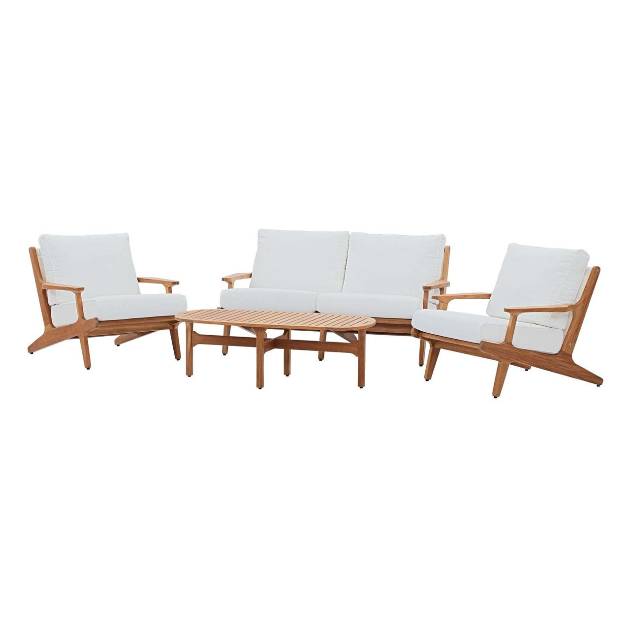 Saratoga 4 Piece Outdoor Patio Teak Set, Wood, White Natural 15054