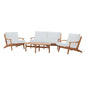 Saratoga 4 Piece Outdoor Patio Teak Set, Wood, White Natural 15054
