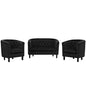 Prospect 3 Piece Velvet Loveseat and Armchair Set, Velvet Fabric, Black 14225