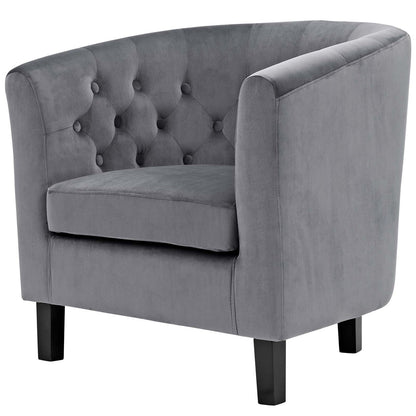 Prospect 3 Piece Velvet Loveseat and Armchair Set, Velvet Fabric, Grey Gray 14226