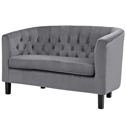 Prospect 3 Piece Velvet Loveseat and Armchair Set, Velvet Fabric, Grey Gray 14226
