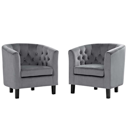 Prospect 2 Piece Velvet Armchair Set, Velvet Fabric, Grey Gray 14231