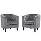 Prospect 2 Piece Velvet Armchair Set, Velvet Fabric, Grey Gray 14231