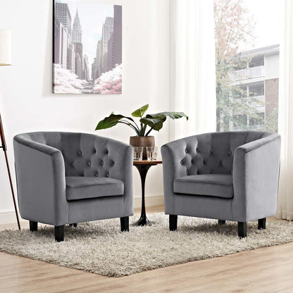 Prospect 2 Piece Velvet Armchair Set, Velvet Fabric, Grey Gray 14231