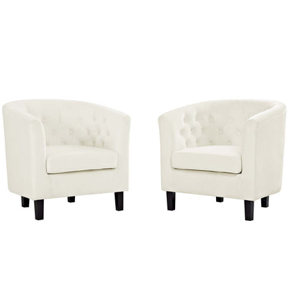 Prospect 2 Piece Velvet Armchair Set, Velvet Fabric, Ivory White 14232