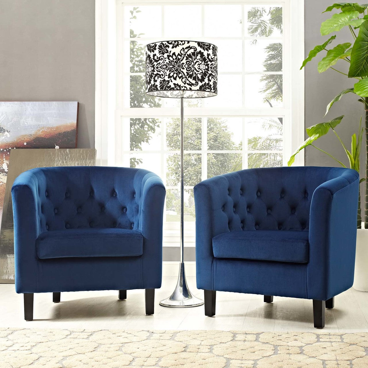 Prospect 2 Piece Velvet Armchair Set, Velvet Fabric, Navy Blue 14233