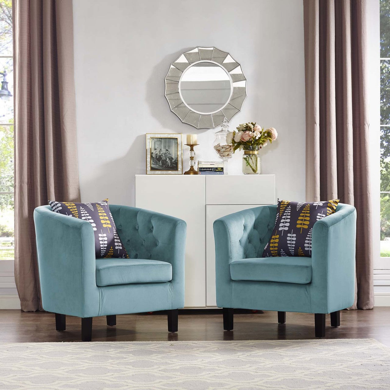 Prospect 2 Piece Velvet Armchair Set, Velvet Fabric, Blue 14234