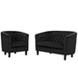 Prospect 2 Piece Velvet Loveseat and Armchair Set, Velvet Fabric, Black 14235