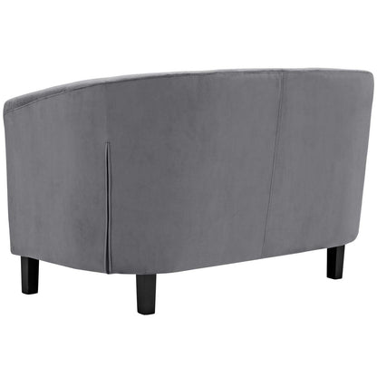 Prospect 2 Piece Velvet Loveseat and Armchair Set, Velvet Fabric, Grey Gray 14236