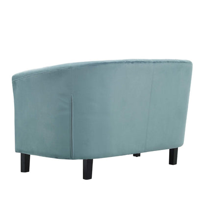Prospect 2 Piece Velvet Loveseat and Armchair Set, Velvet Fabric, Blue 14239