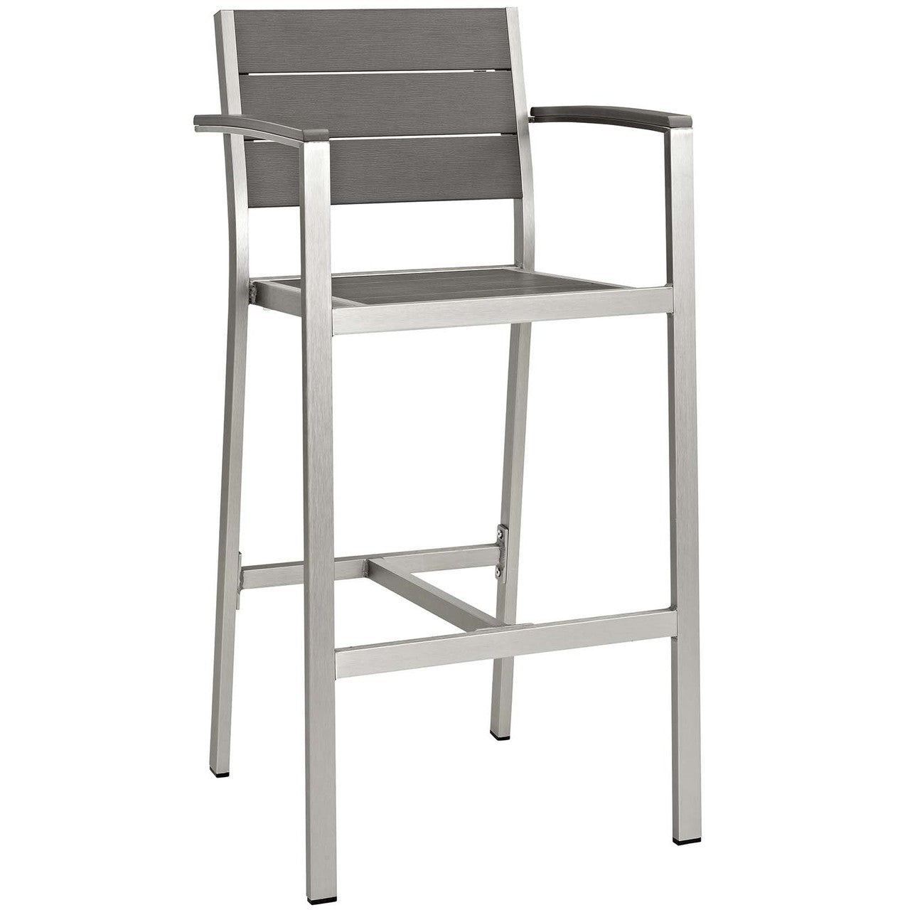 Shore Bar Stool Outdoor Patio Aluminum Set of 2, Aluminum Metal Steel, Grey Gray 14240