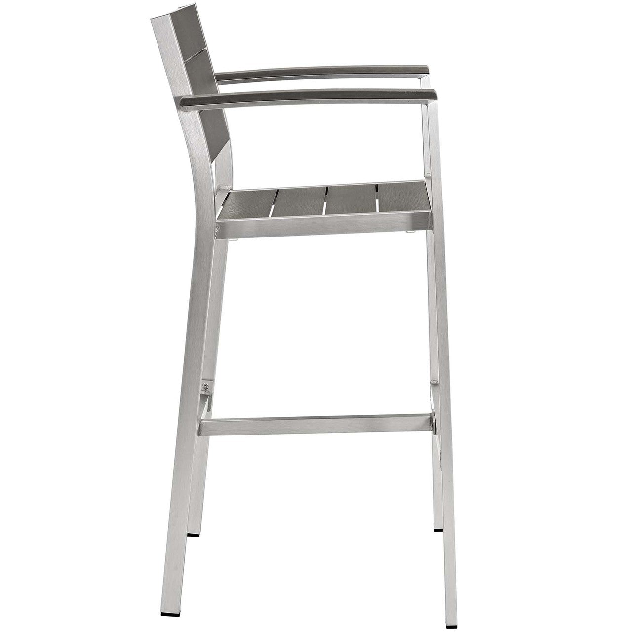 Shore Bar Stool Outdoor Patio Aluminum Set of 2, Aluminum Metal Steel, Grey Gray 14240