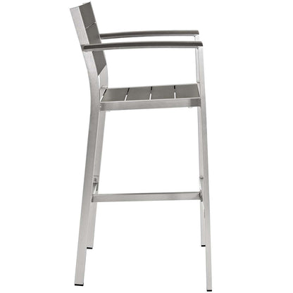 Shore Bar Stool Outdoor Patio Aluminum Set of 2, Aluminum Metal Steel, Grey Gray 14240