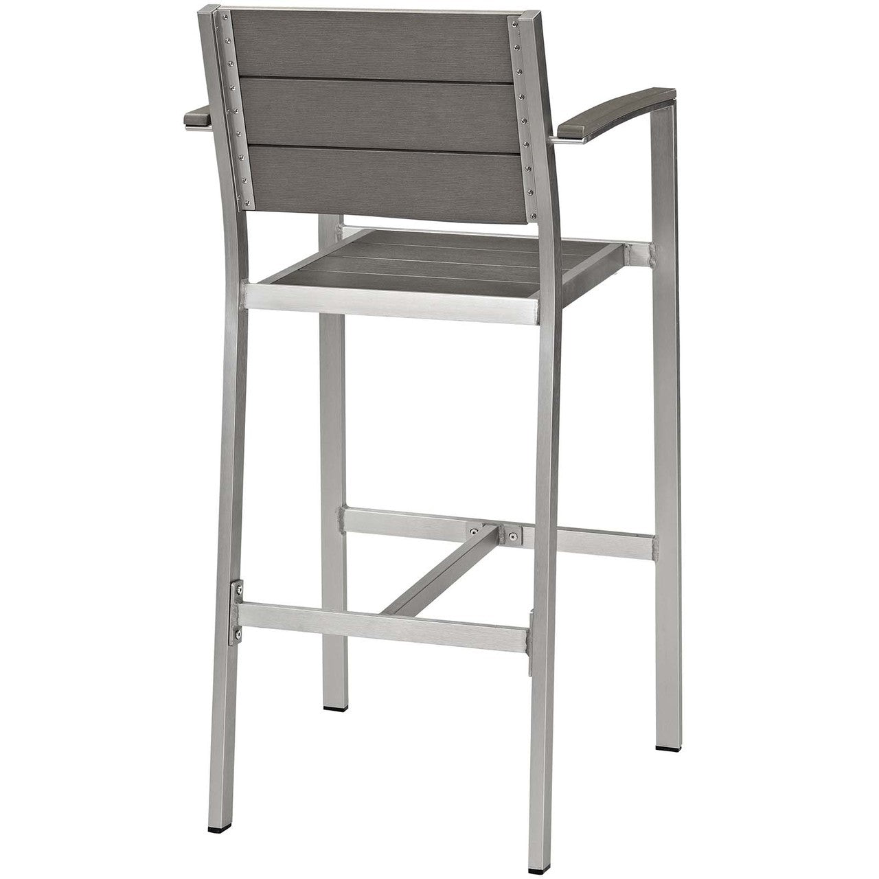 Shore Bar Stool Outdoor Patio Aluminum Set of 2, Aluminum Metal Steel, Grey Gray 14240