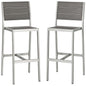 Shore Armless Bar Stool Outdoor Patio Aluminum Set of 2, Aluminum Metal Steel, Grey Gray 14241