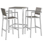Shore 3 Piece Outdoor Patio Aluminum Outdoor Pub Set, Aluminum Metal Steel, Grey Gray 14242