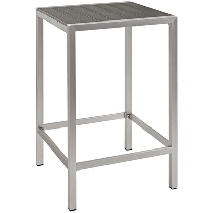 Shore 3 Piece Outdoor Patio Aluminum Outdoor Pub Set, Aluminum Metal Steel, Grey Gray 14242