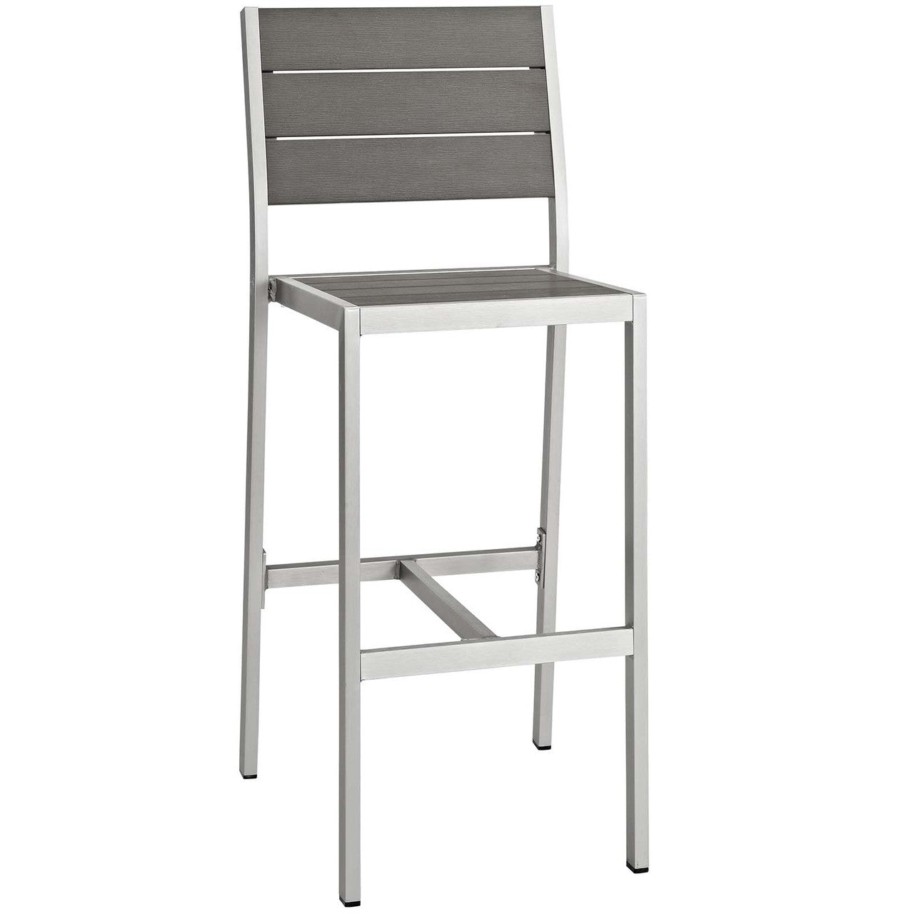 Shore 3 Piece Outdoor Patio Aluminum Outdoor Pub Set, Aluminum Metal Steel, Grey Gray 14243