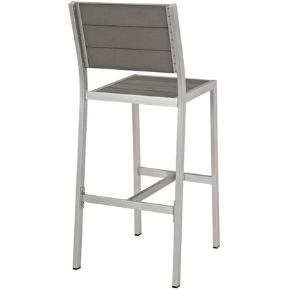 Shore 3 Piece Outdoor Patio Aluminum Outdoor Pub Set, Aluminum Metal Steel, Grey Gray 14243