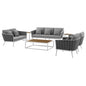 Stance 7 Piece Outdoor Patio Aluminum Sectional Sofa Set, Fabric Aluminium, White Grey Gray 15324