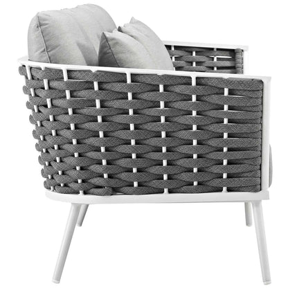 Stance 7 Piece Outdoor Patio Aluminum Sectional Sofa Set, Fabric Aluminium, White Grey Gray 15324