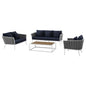 Stance 4 Piece Outdoor Patio Aluminum Sectional Sofa Set, Fabric Aluminium, White Navy 15327