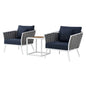 Stance 3 Piece Outdoor Patio Aluminum Sectional Sofa Set, Fabric Aluminium, White Navy 15331